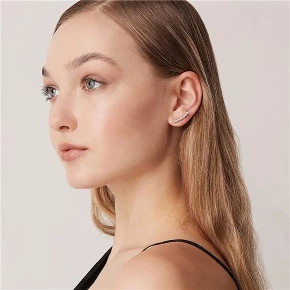 14K Gold Plated Cubic Zirconia Ear Crawler Earrings
